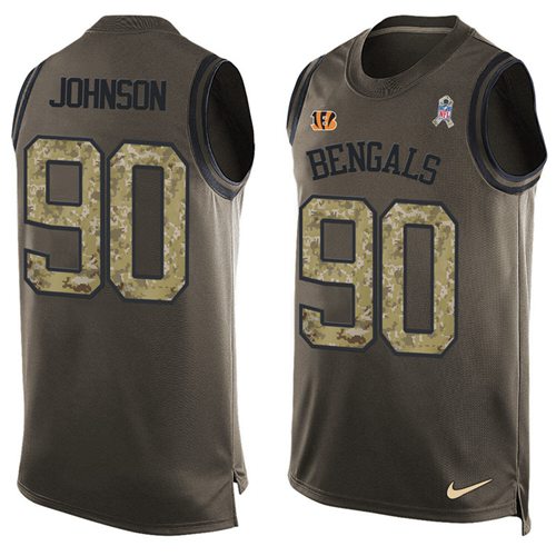 Nike Bengals #90 Michael Johnson Green Men's Stitched NFL Limited Salute To Service Tank Top Jersey - Click Image to Close